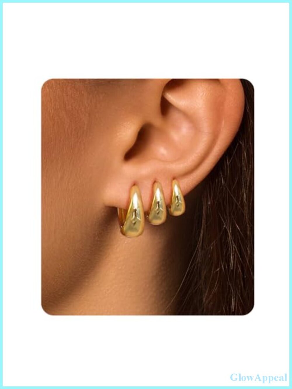 Surgical Steel Small Gold Huggie Hoop Earrings Set Hypoallergenic